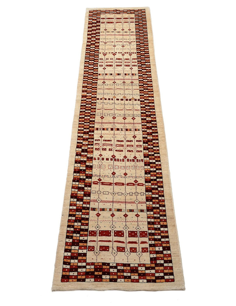 Tapis de couloir Tapis Gabbeh - Loribaft Persan - 391 x 88 cm - multicolore