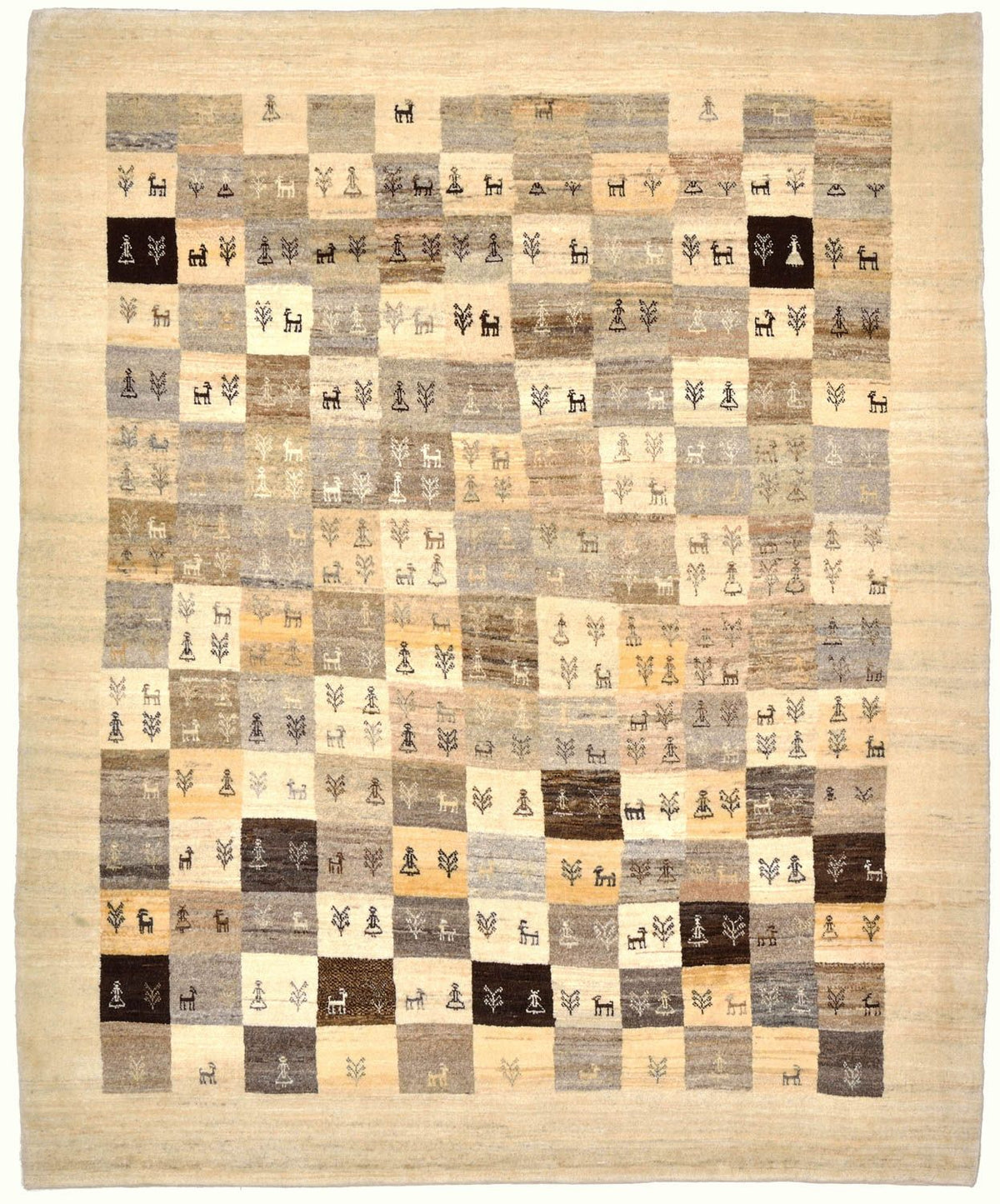 Tapis Gabbeh - Loribaft Persan - 191 x 154 cm - marron clair