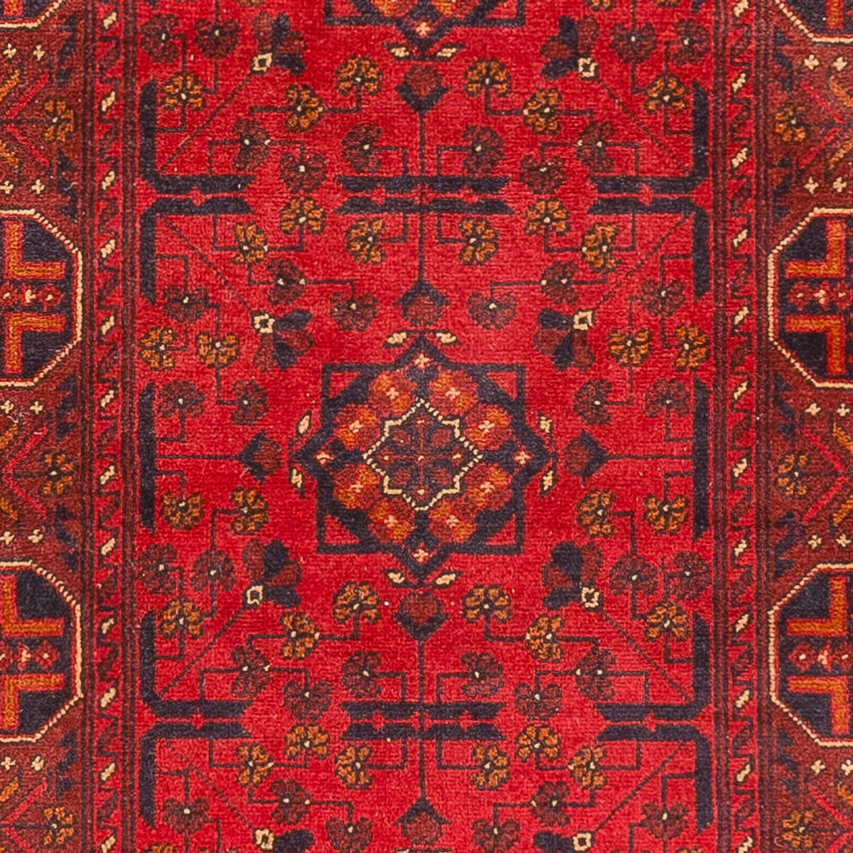 Tapis de couloir Tapis afghan - Kunduz - 395 x 80 cm - rouge