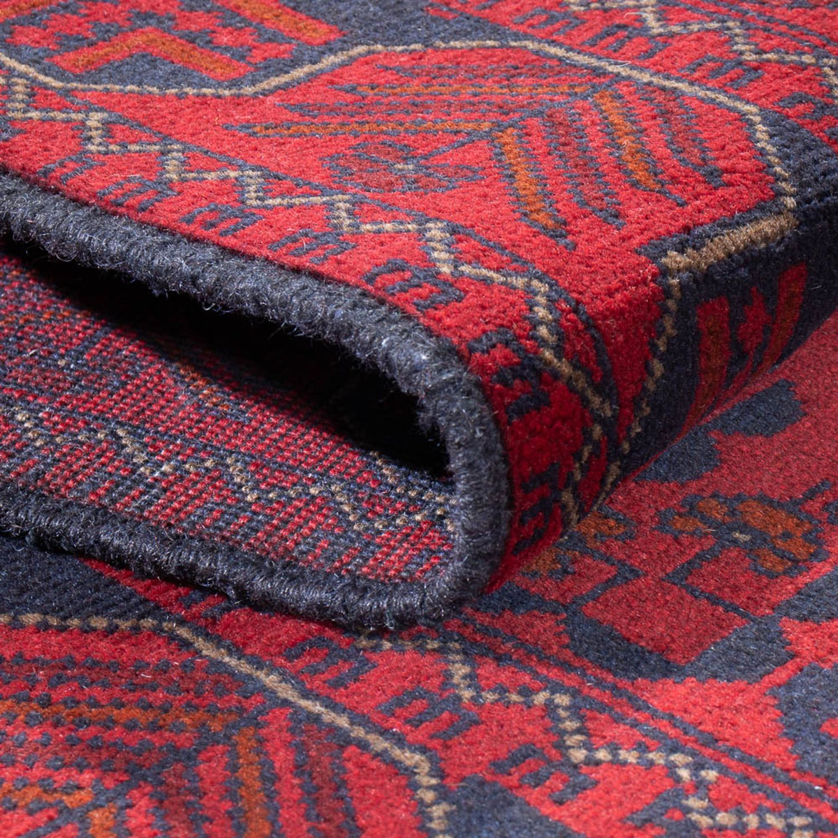 Tapis de couloir Tapis afghan - Kunduz - 390 x 80 cm - rouge