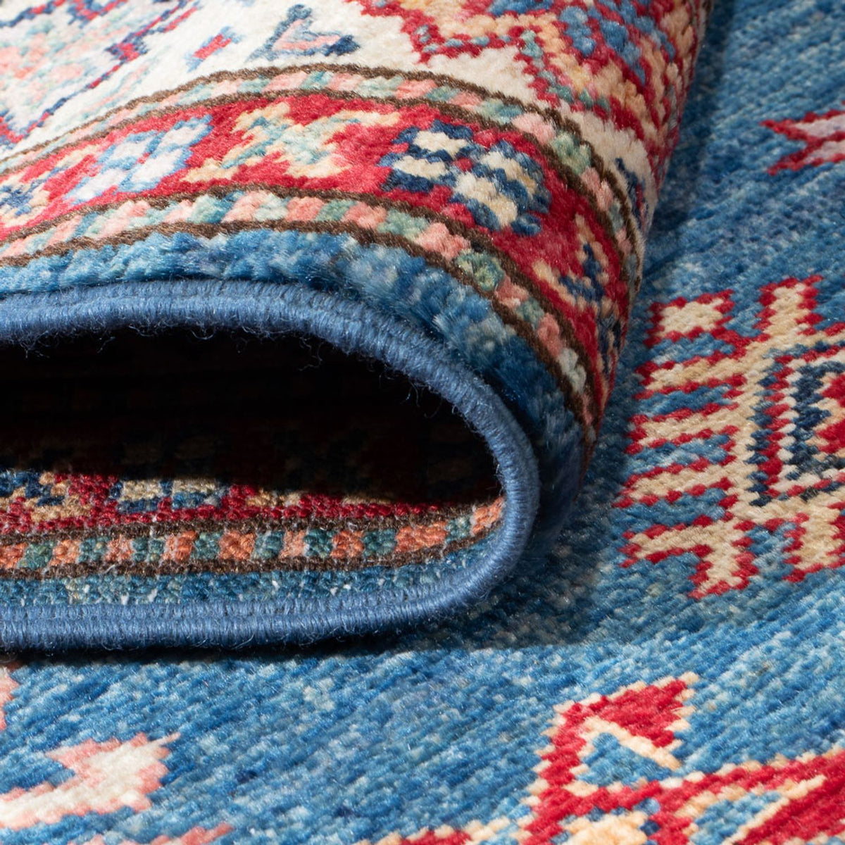Tapis de couloir Tapis Ziegler - Kazak - 404 x 87 cm - bleu