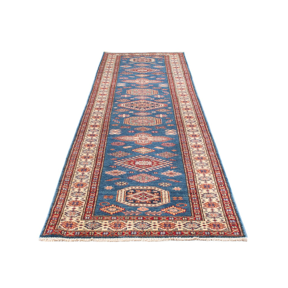 Tapis de couloir Tapis Ziegler - Kazak - 404 x 87 cm - bleu