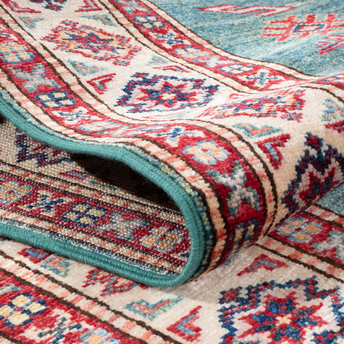 Tapis de couloir Tapis Ziegler - Kazak - 303 x 80 cm - turquoise