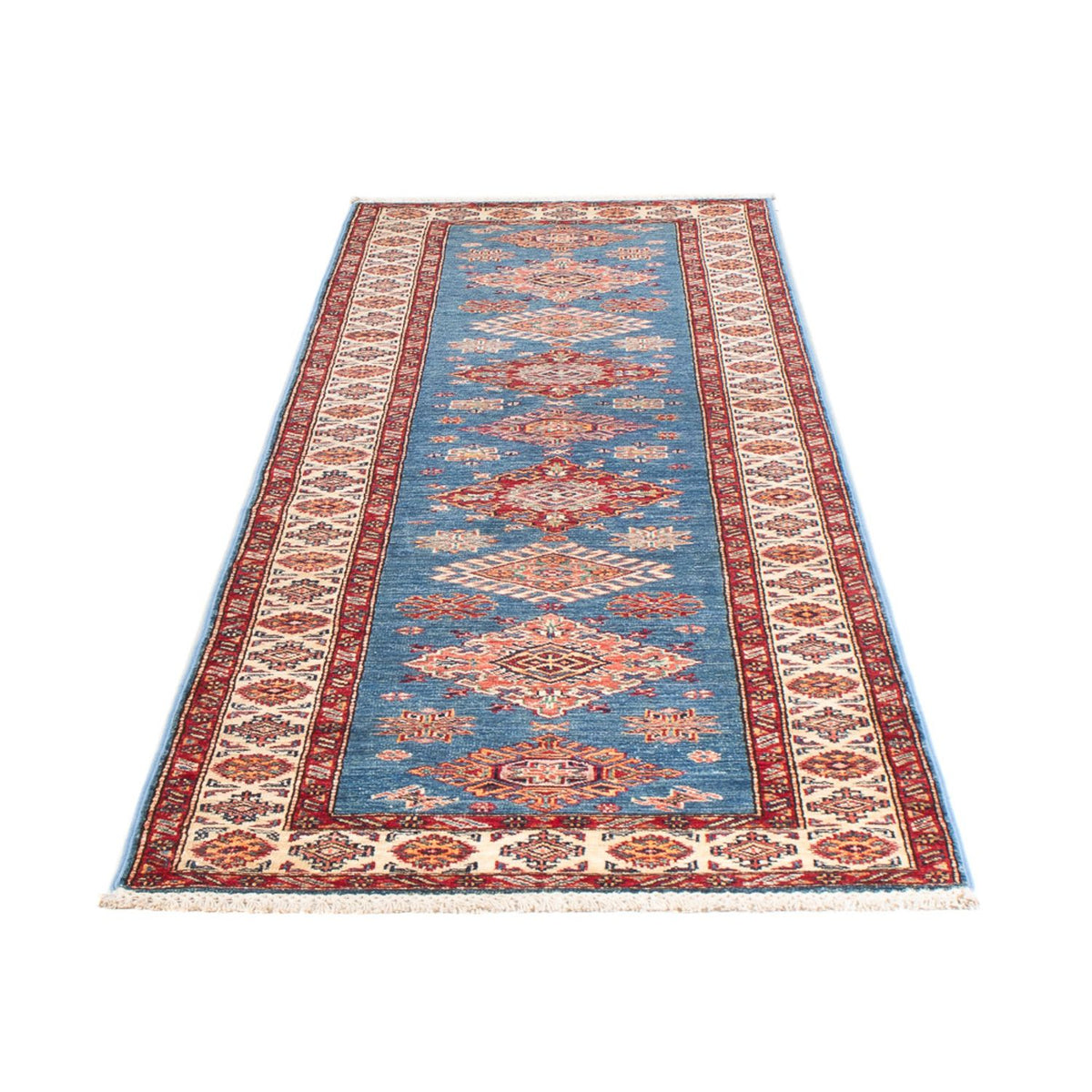 Tapis de couloir Tapis Ziegler - Kazak - 305 x 79 cm - bleu