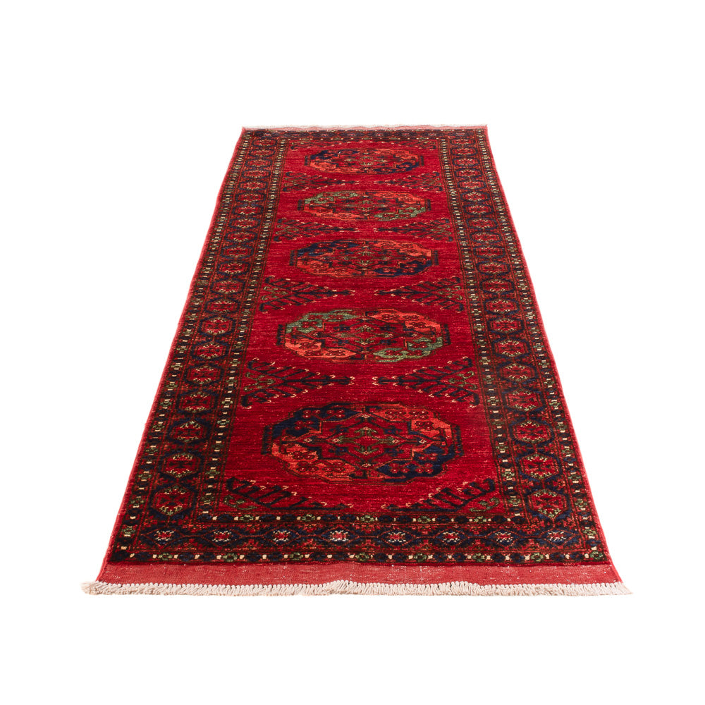 Tapis de couloir Tapis afghan - Kunduz - 305 x 82 cm - rouge