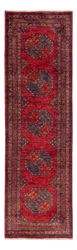Tapis de couloir Tapis afghan - Kunduz - 291 x 87 cm - rouge