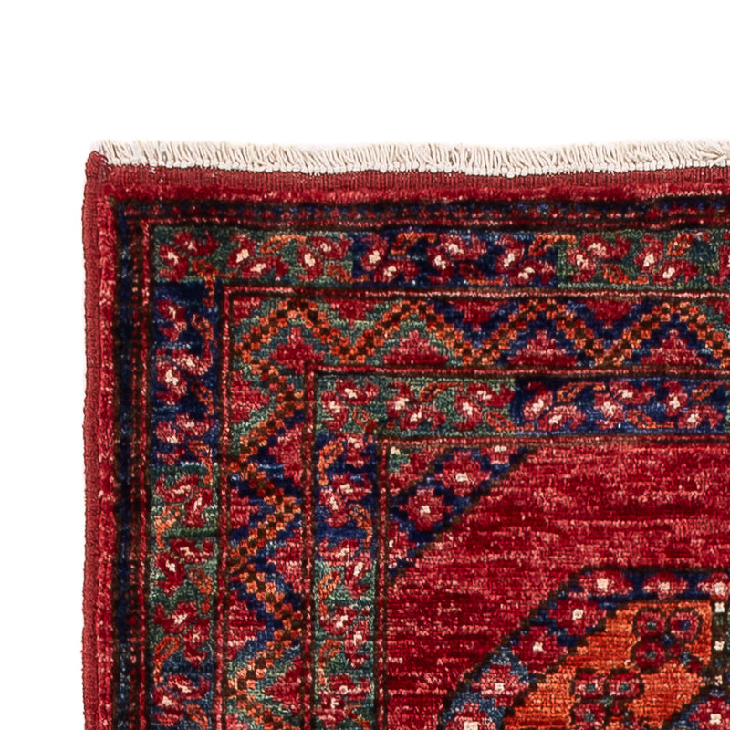 Tapis de couloir Tapis afghan - Kunduz - 291 x 87 cm - rouge