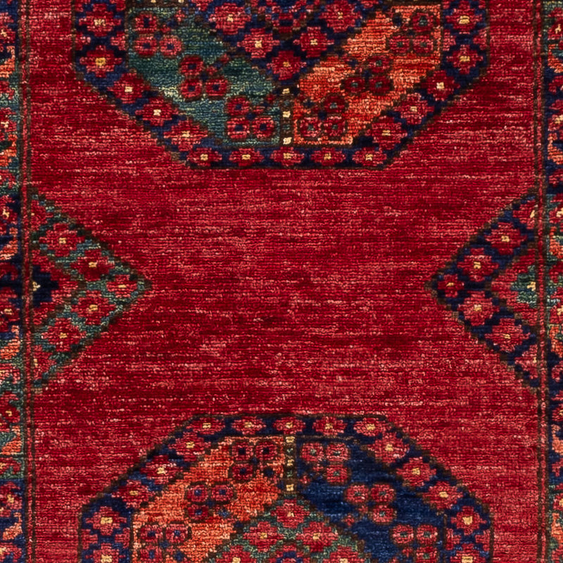 Tapis de couloir Tapis afghan - Kunduz - 237 x 83 cm - rouge