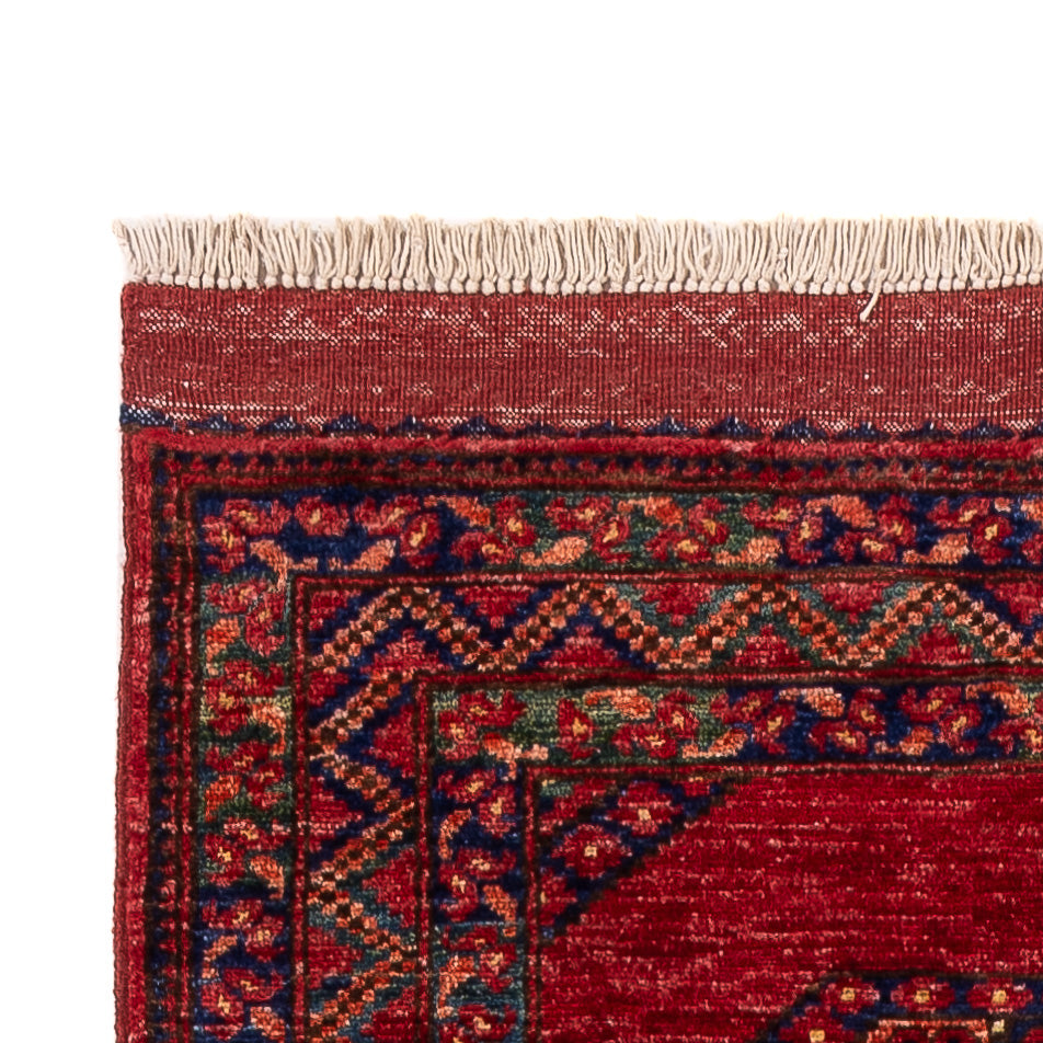 Tapis de couloir Tapis afghan - Kunduz - 237 x 83 cm - rouge