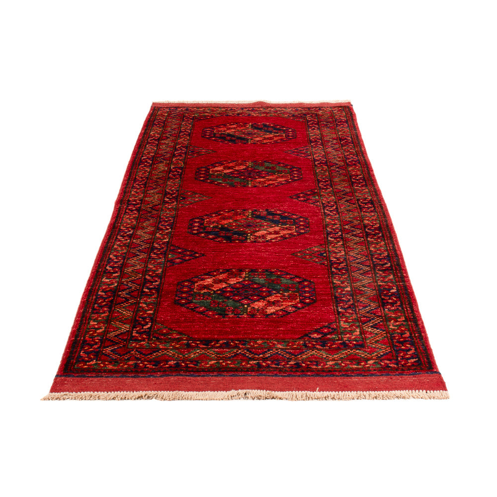 Tapis de couloir Tapis afghan - Kunduz - 237 x 83 cm - rouge