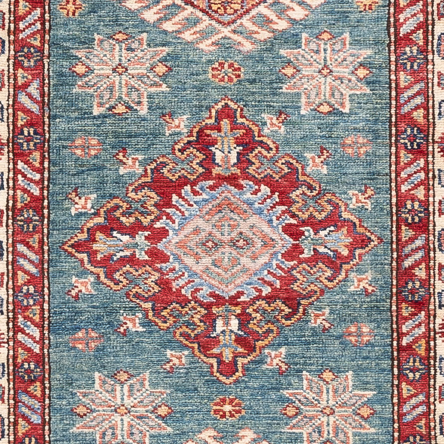 Tapis de couloir Tapis Ziegler - Kazak - 247 x 75 cm - bleu foncé