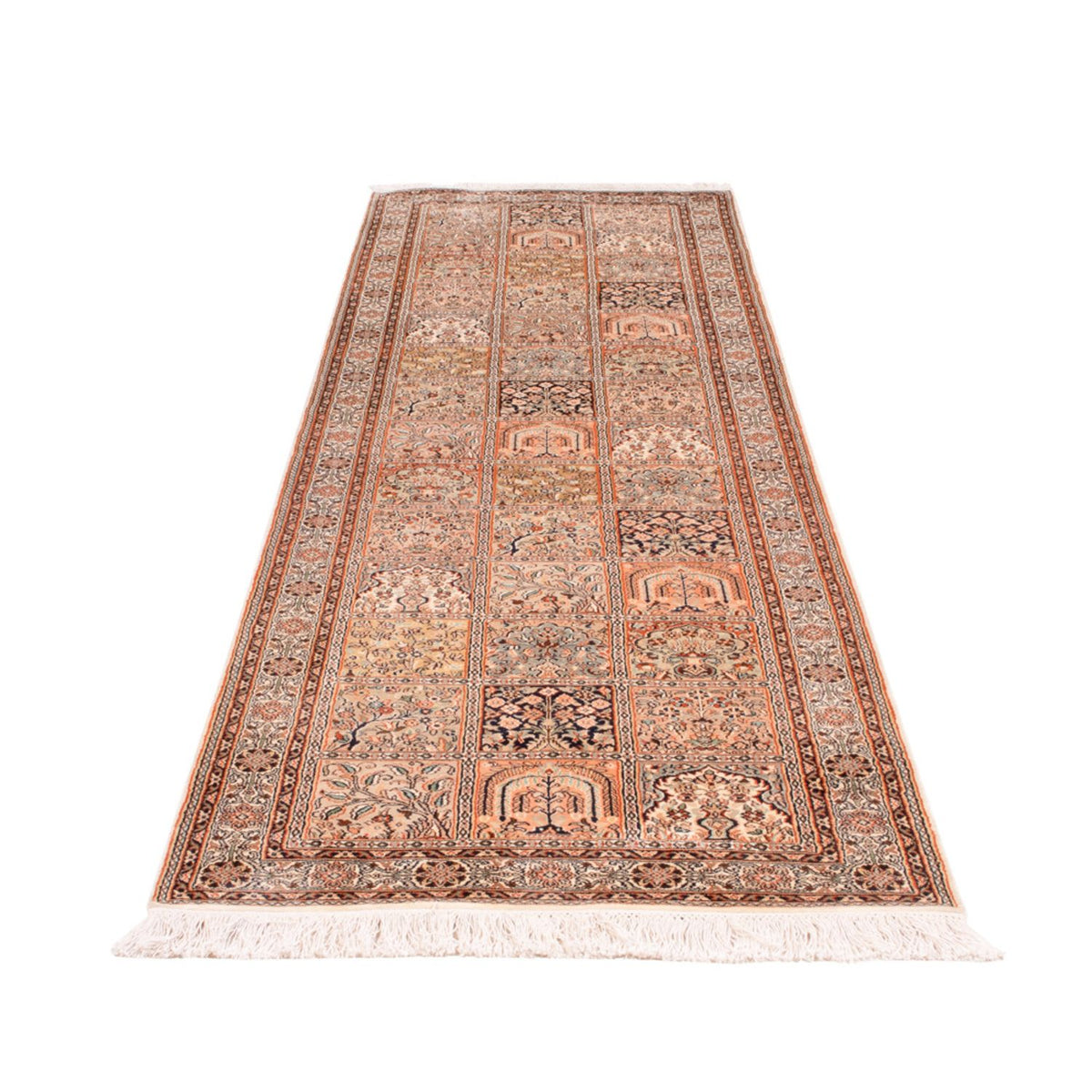 Tapis de couloir Tapis en soie - Soie du Cachemire - 305 x 81 cm - beige foncé