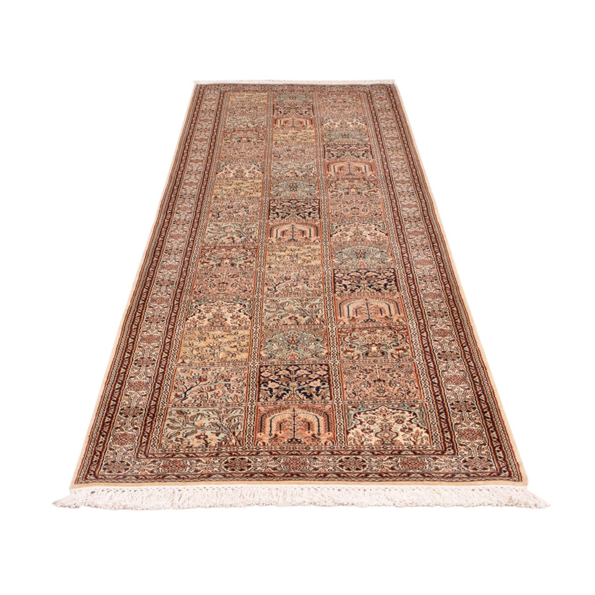 Tapis de couloir Tapis en soie - Soie du Cachemire - 298 x 77 cm - beige foncé