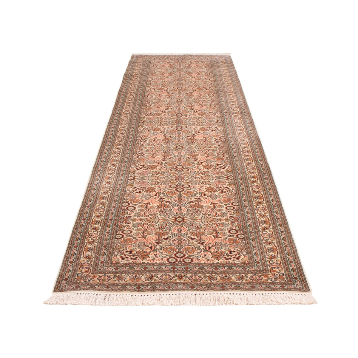 Tapis de couloir Tapis en soie - Soie du Cachemire - 338 x 79 cm - beige foncé