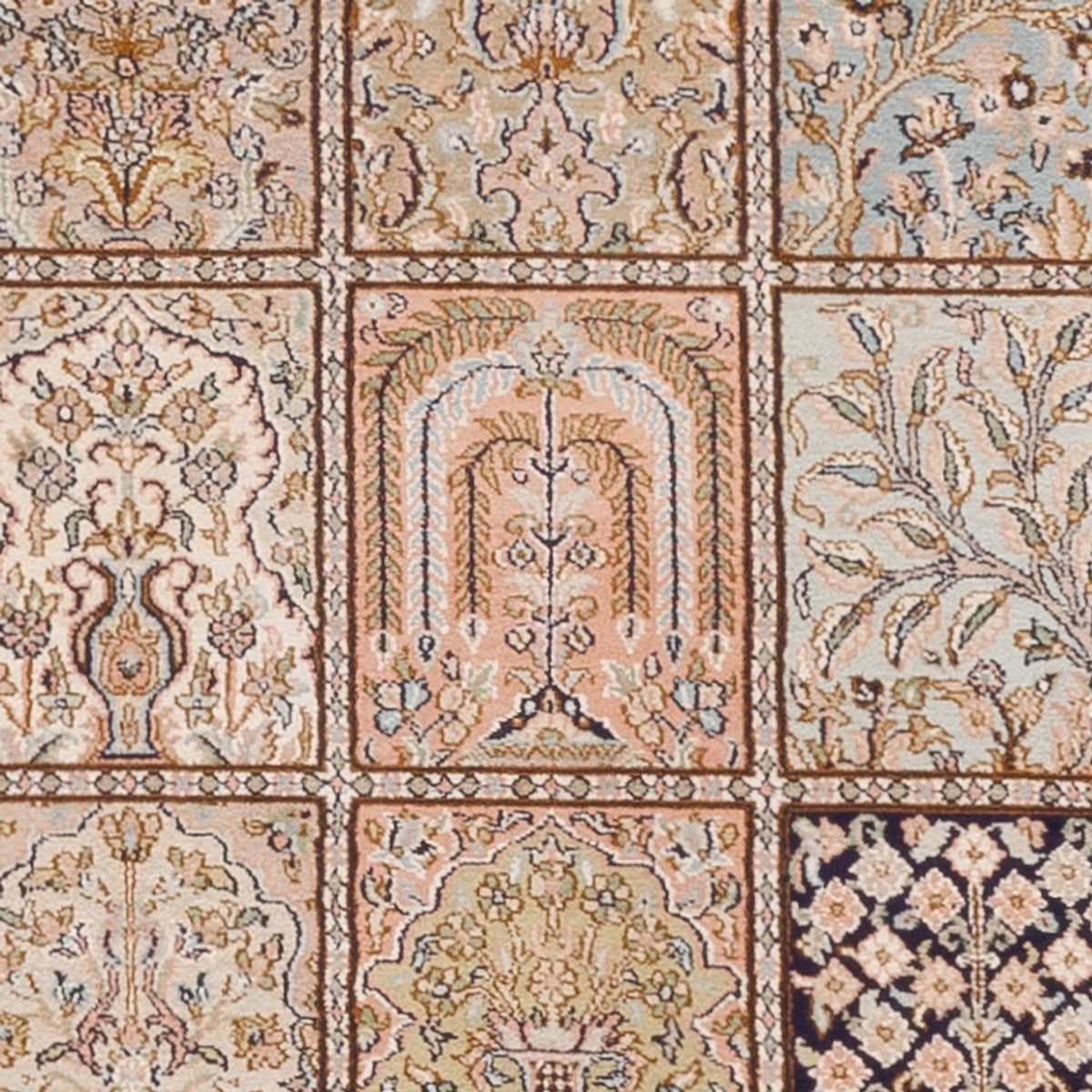 Tapis de couloir Tapis en soie - Soie du Cachemire - 304 x 77 cm - beige foncé
