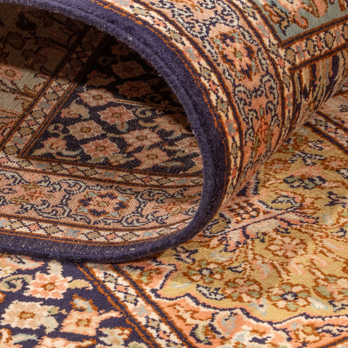 Tapis de couloir Tapis en soie - Soie du Cachemire - 304 x 77 cm - beige foncé