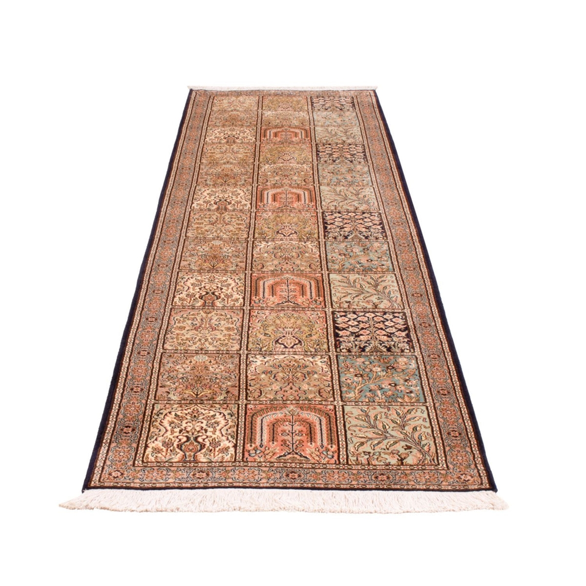 Tapis de couloir Tapis en soie - Soie du Cachemire - 304 x 77 cm - beige foncé