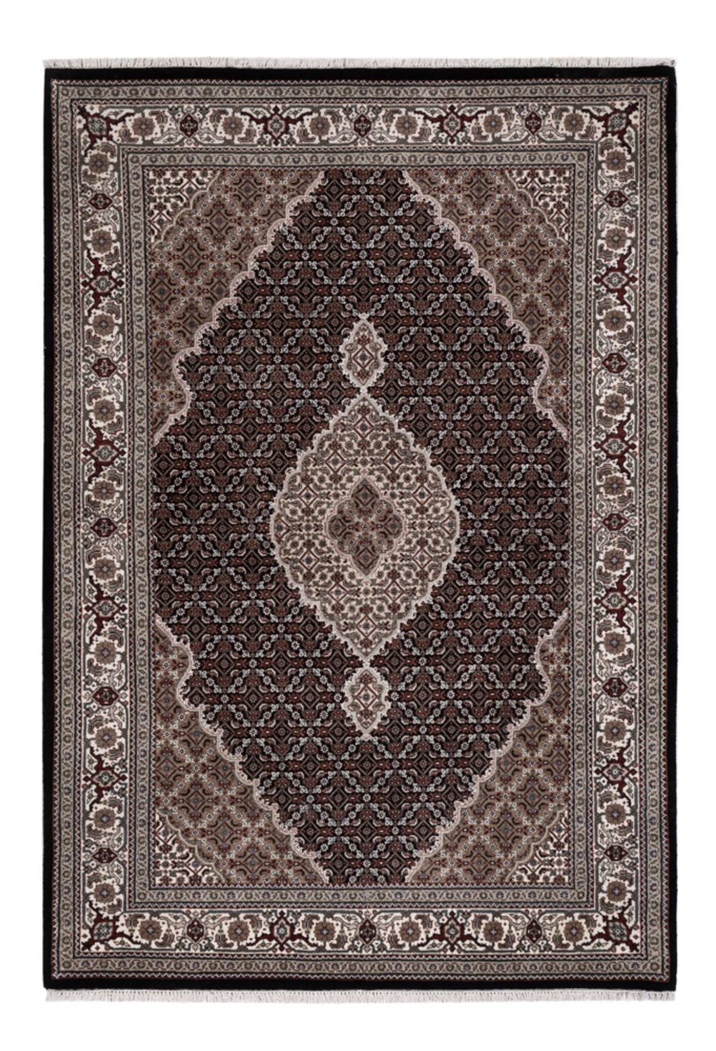 Tapis oriental - Tabriz - 204 x 141 cm - gris foncé