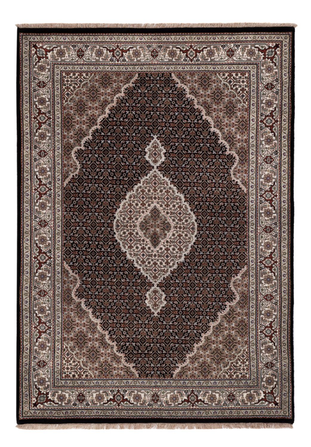 Tapis oriental - Tabriz - 204 x 142 cm - gris foncé