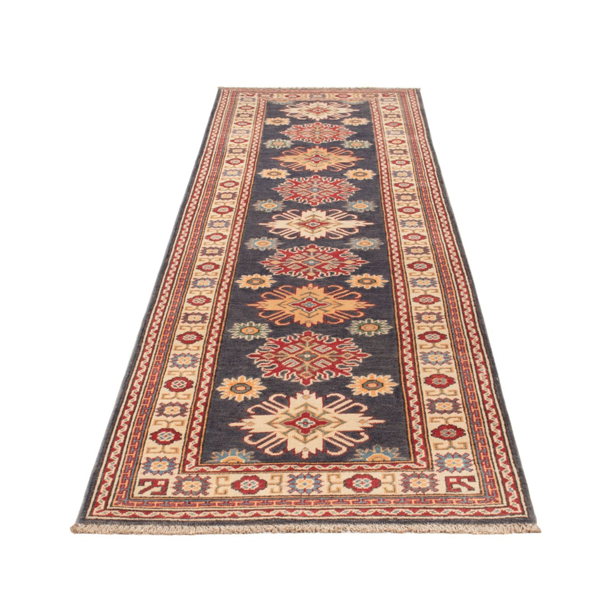 Tapis de couloir Tapis Ziegler - Kazak - 303 x 80 cm - bleu foncé