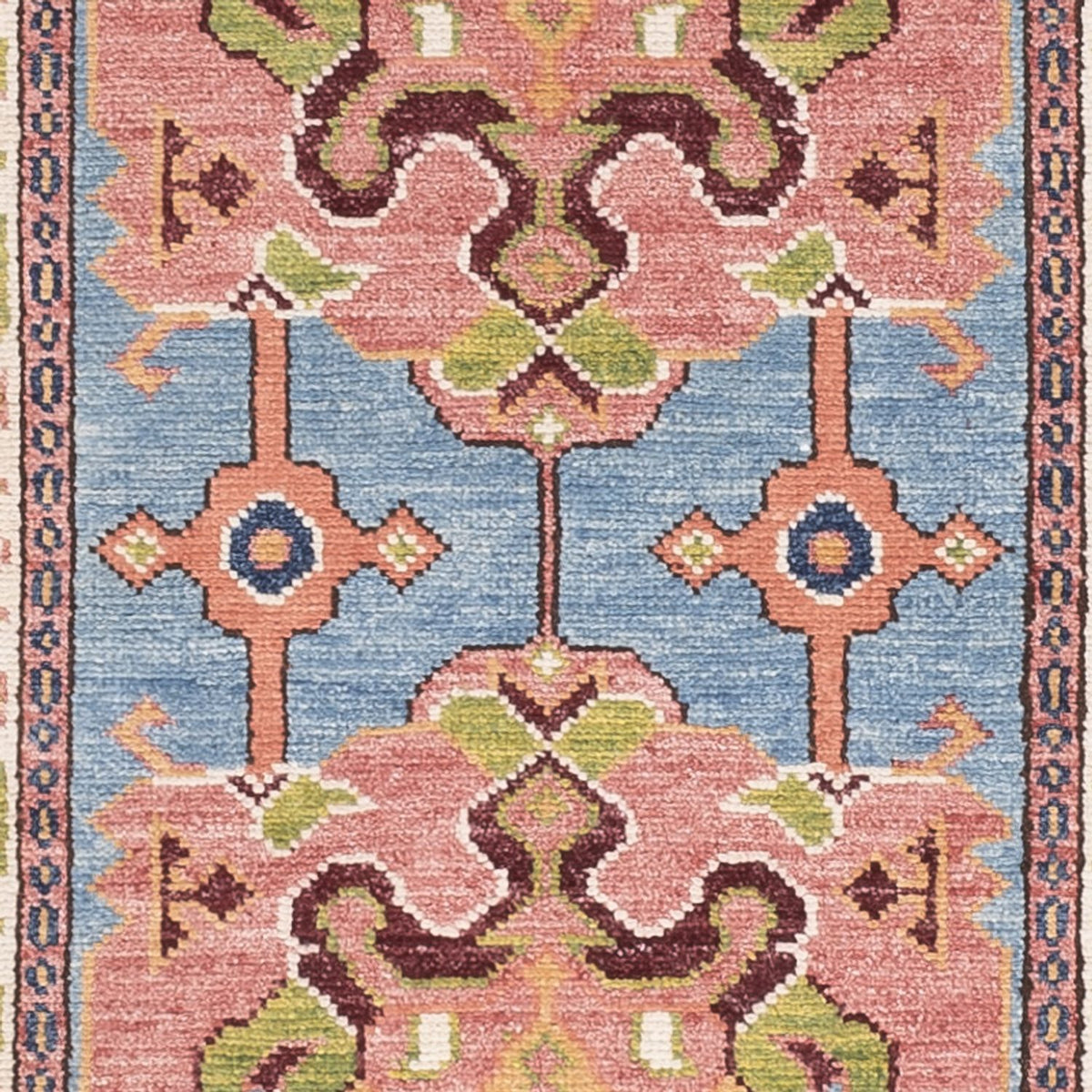 Tapis de couloir Tapis Ziegler - Kazak - 296 x 79 cm - bleu