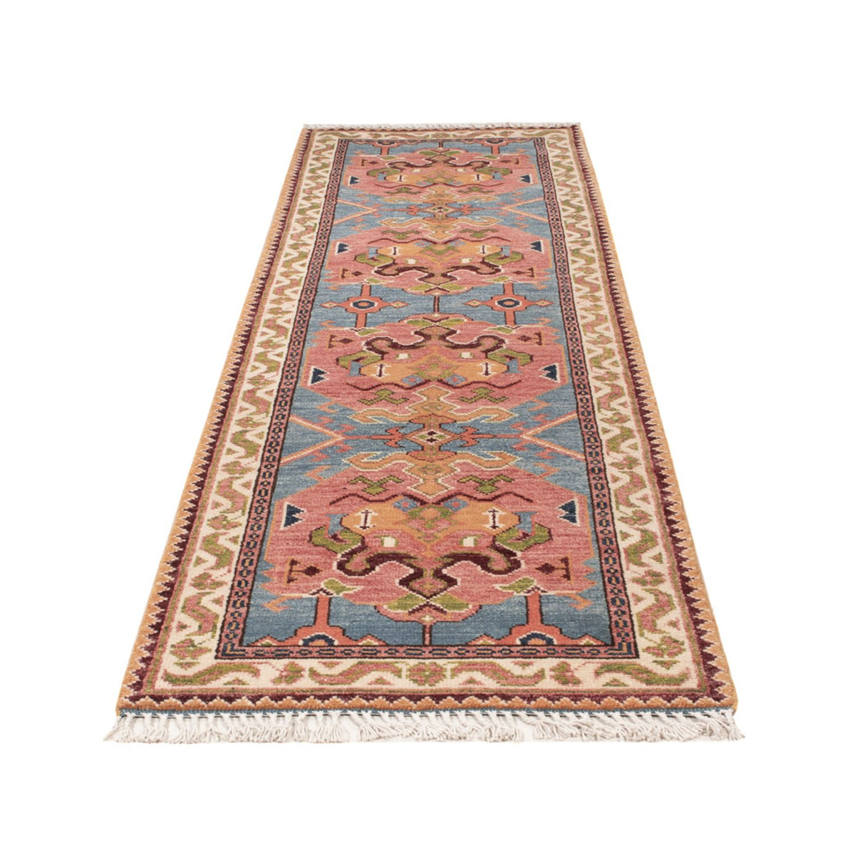 Tapis de couloir Tapis Ziegler - Kazak - 296 x 79 cm - bleu