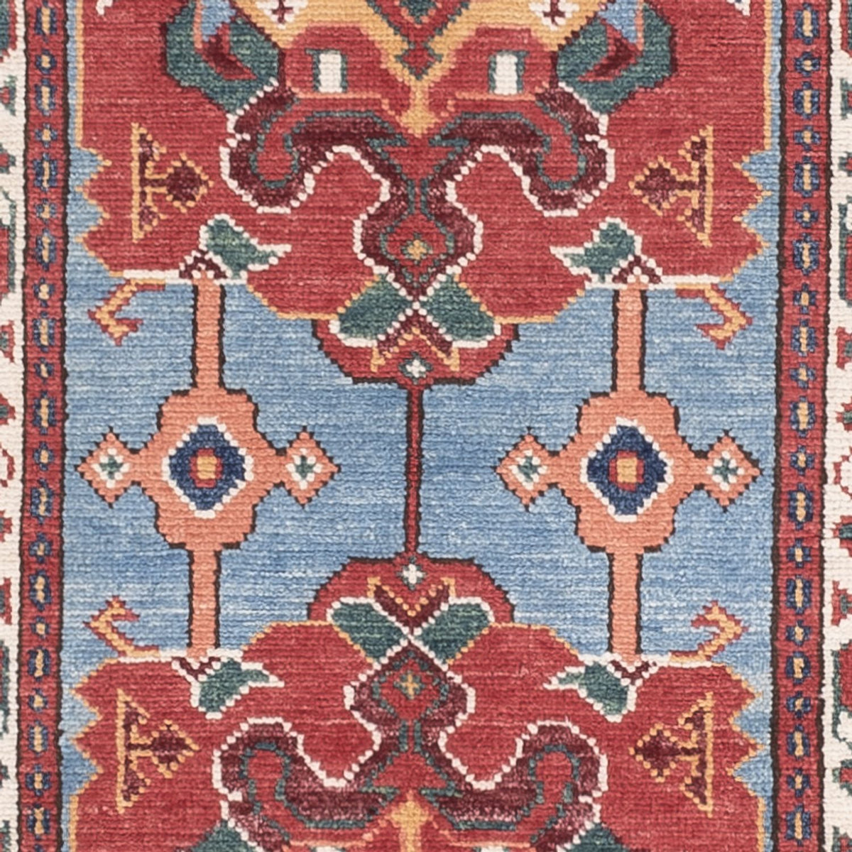 Tapis de couloir Tapis Ziegler - Kazak - 287 x 77 cm - bleu