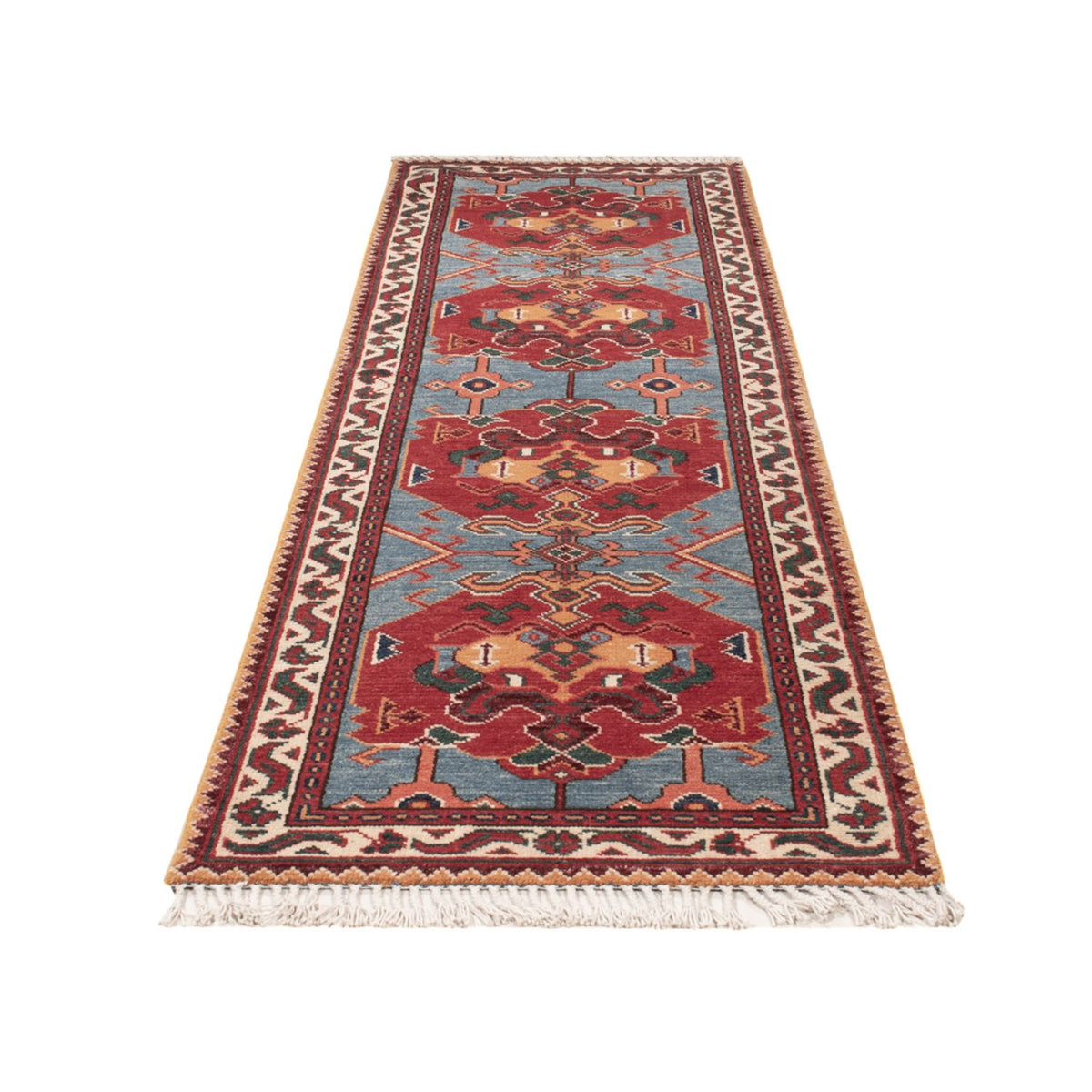 Tapis de couloir Tapis Ziegler - Kazak - 287 x 77 cm - bleu