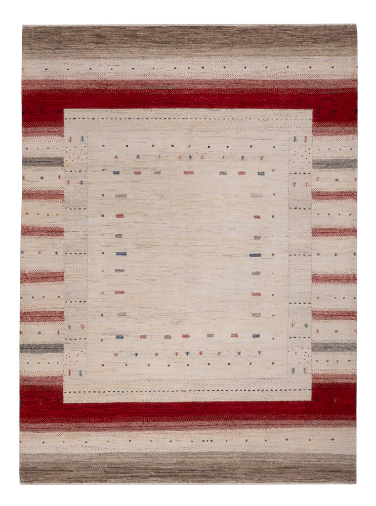 Tapis Gabbeh - Loribaft Indus - 242 x 176 cm - beige clair