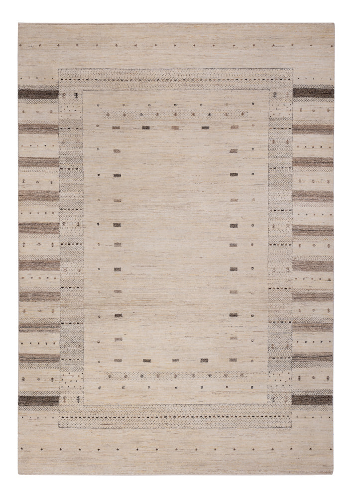 Tapis Gabbeh - Loribaft Indus - 246 x 176 cm - beige clair
