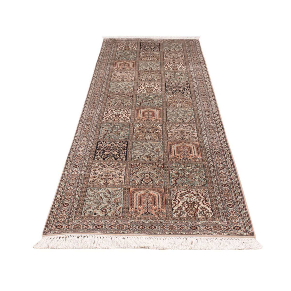 Tapis de couloir Tapis en soie - Soie du Cachemire - 304 x 79 cm - beige foncé