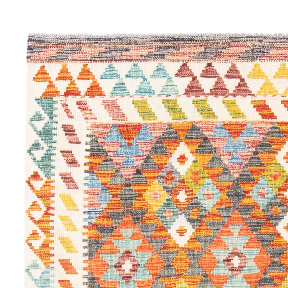 Tapis Kelim - Splash - 195 x 156 cm - multicolore
