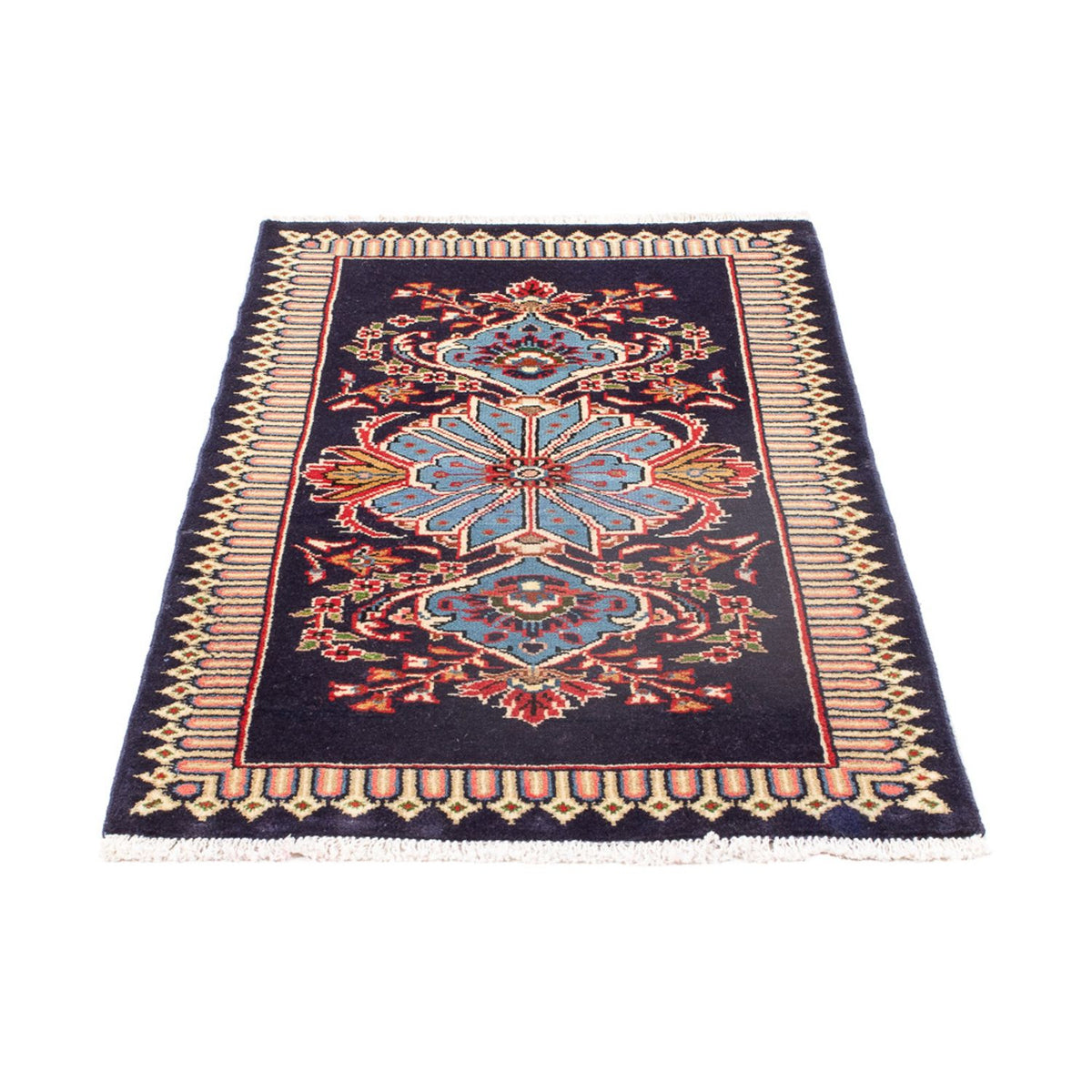 Tapis persan - Keshan - 128 x 64 cm - bleu foncé