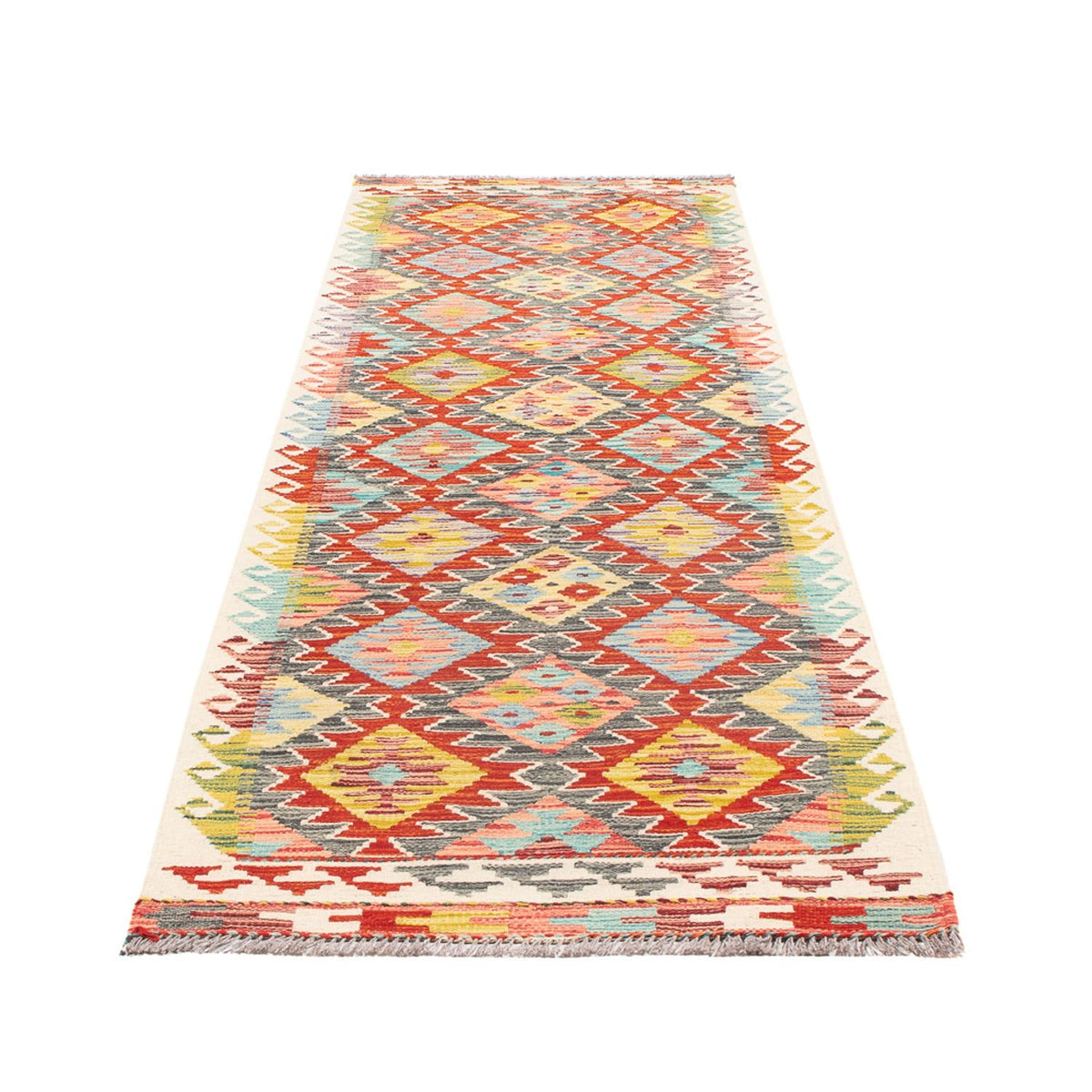 Tapis de couloir Tapis Kelim - Splash - 286 x 78 cm - multicolore