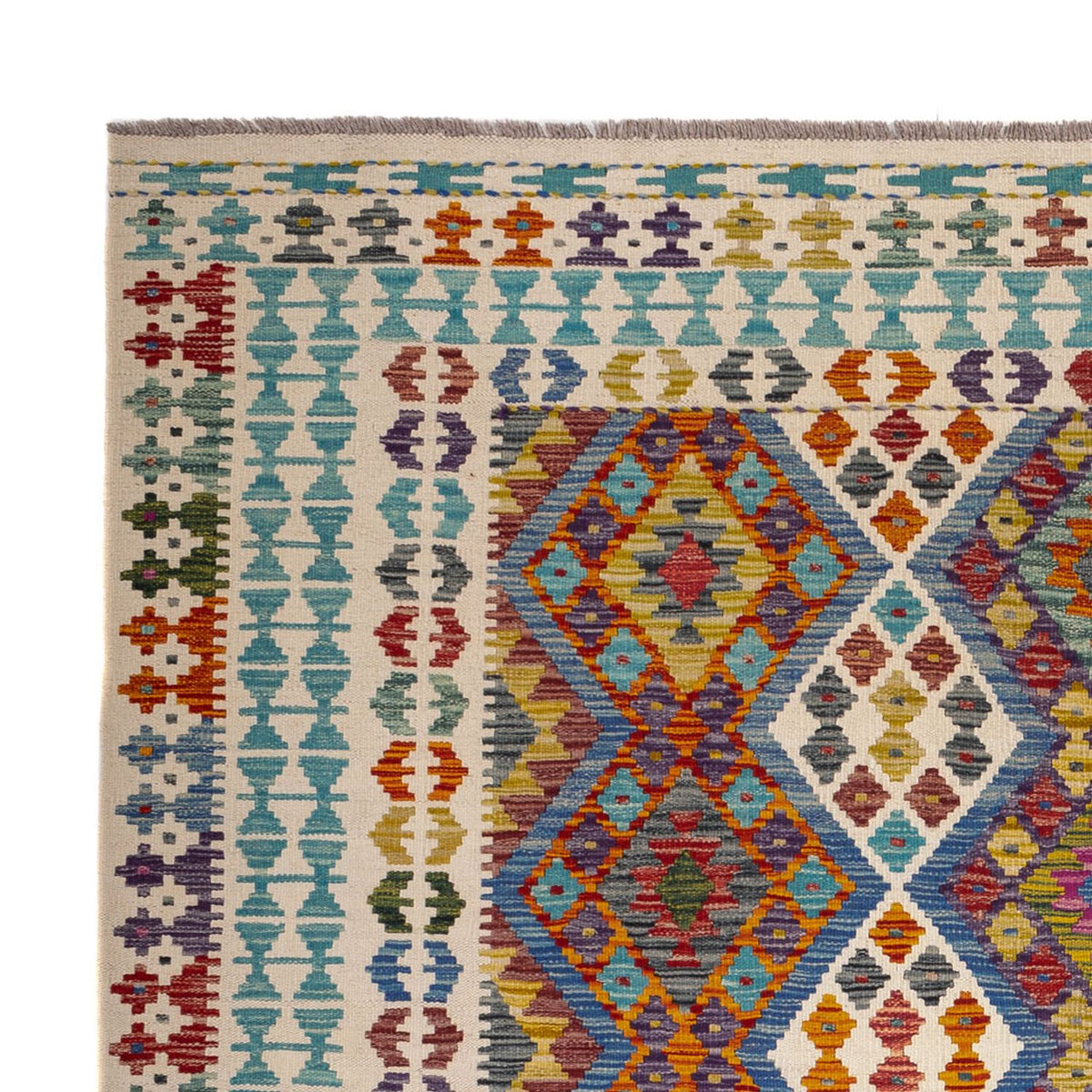 Tapis Kelim - Splash carré - 207 x 203 cm - multicolore