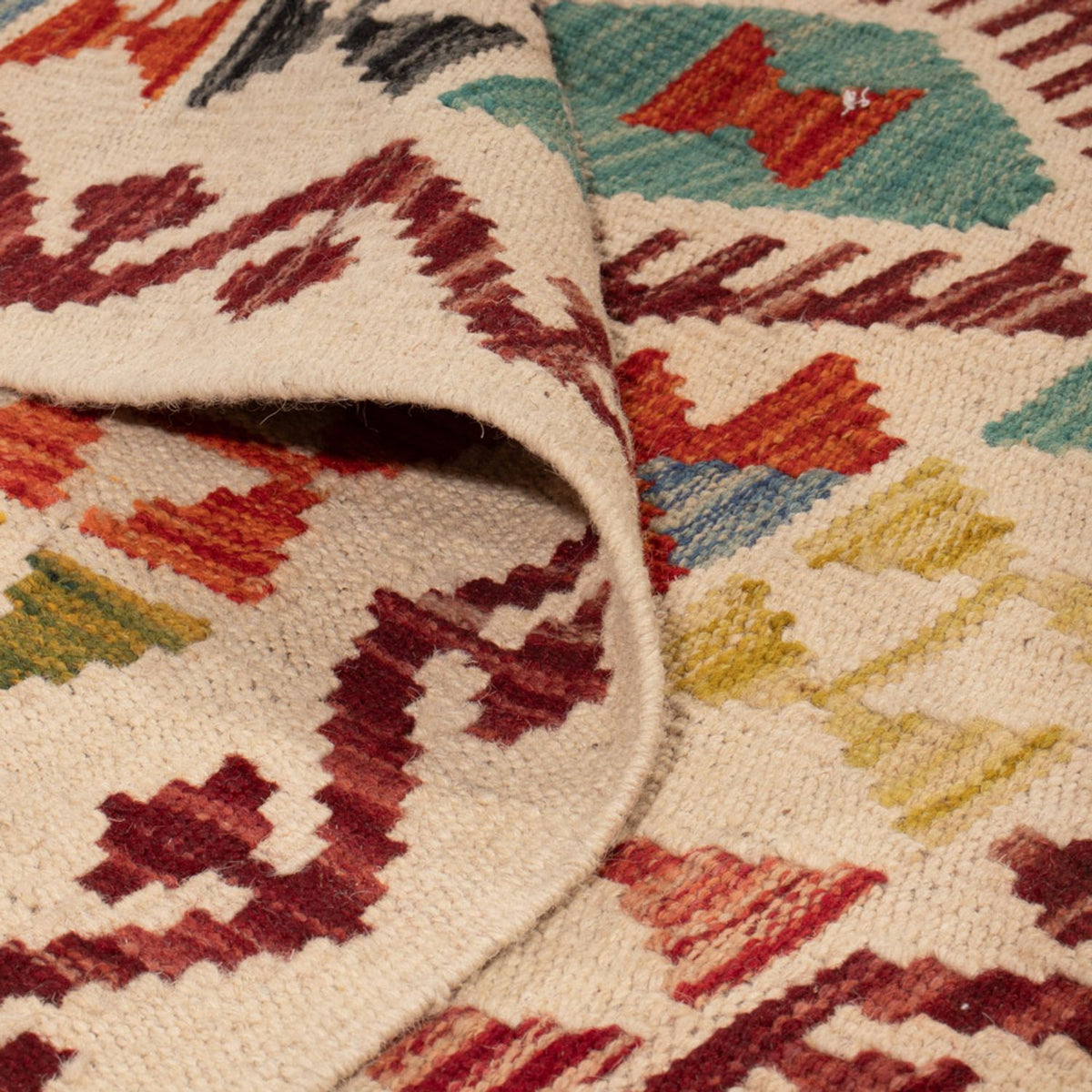 Tapis Kelim - Splash carré  - 154 x 143 cm - multicolore