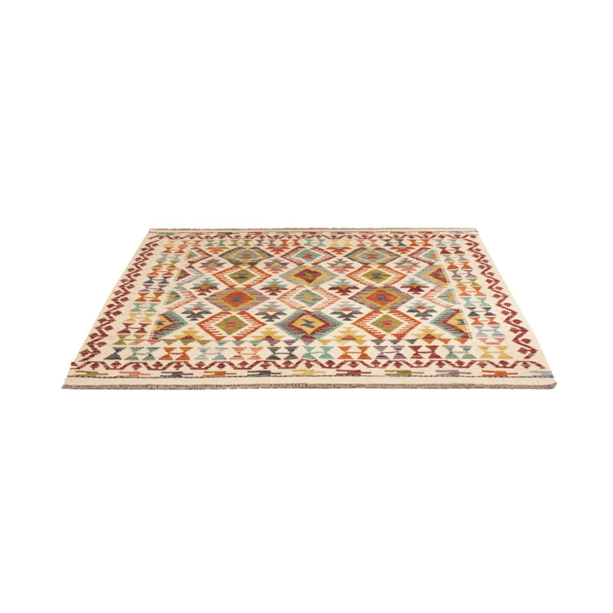 Tapis Kelim - Splash carré  - 154 x 143 cm - multicolore