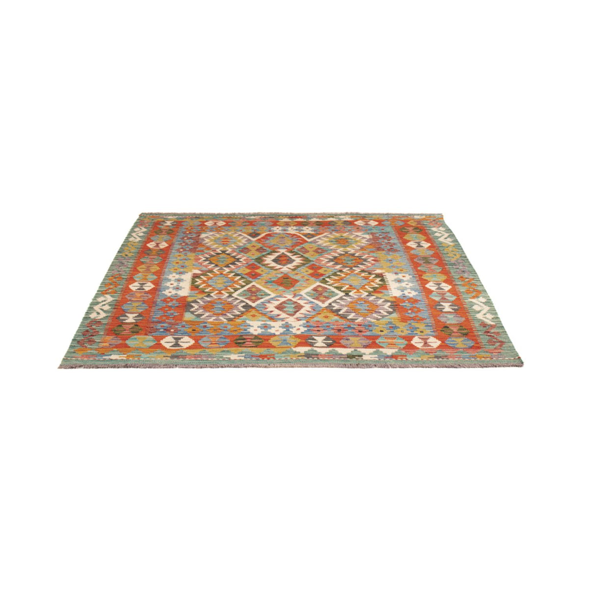 Tapis Kelim - Splash carré  - 154 x 152 cm - multicolore