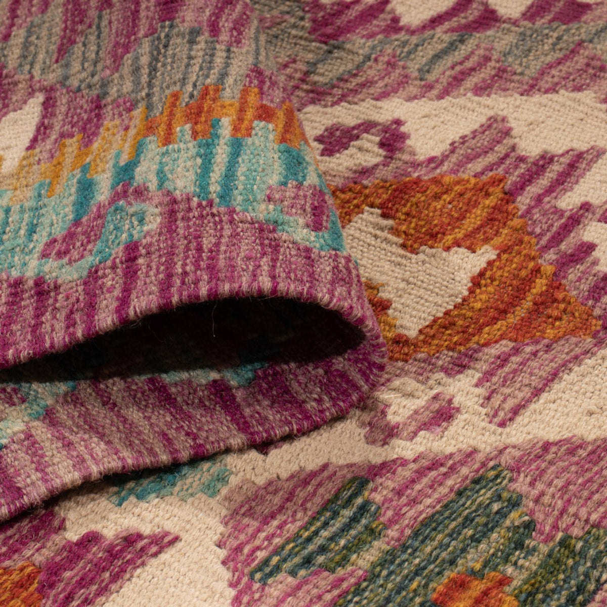 Tapis de couloir Tapis Kelim - Splash - 295 x 80 cm - multicolore