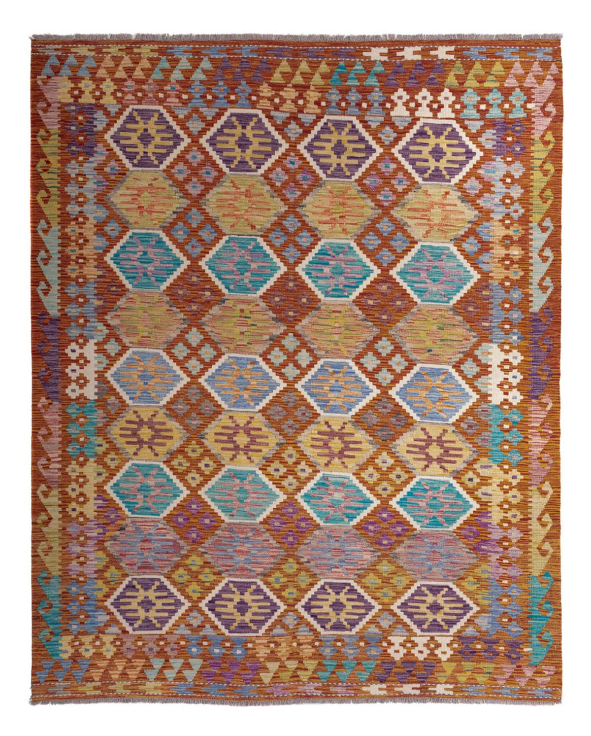 Tapis Kelim - Splash - 247 x 201 cm - multicolore