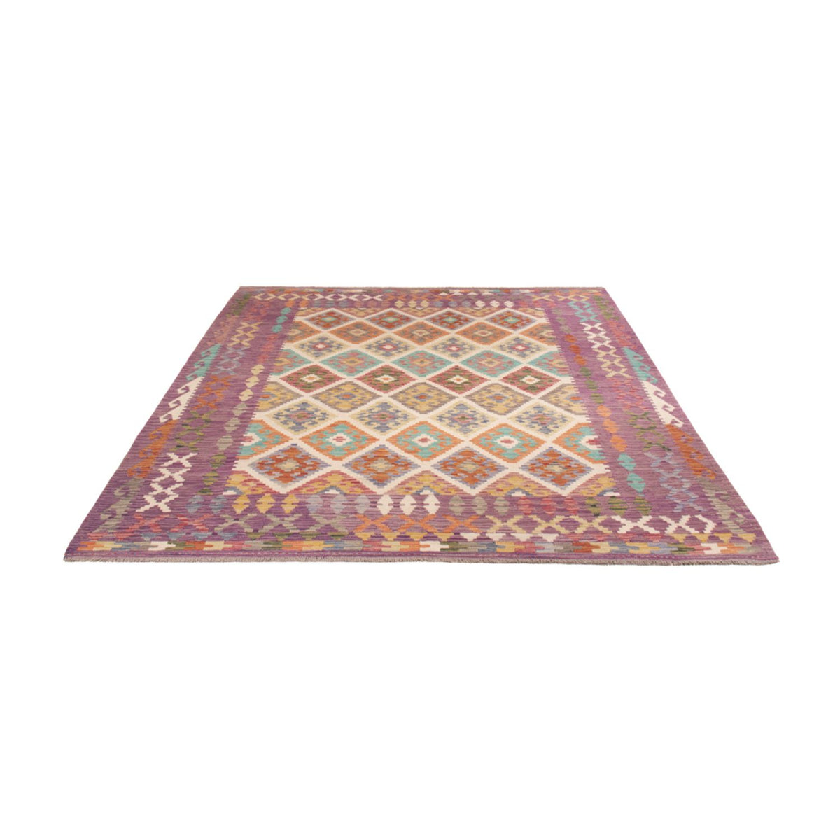 Tapis Kelim - Splash - 246 x 206 cm - multicolore