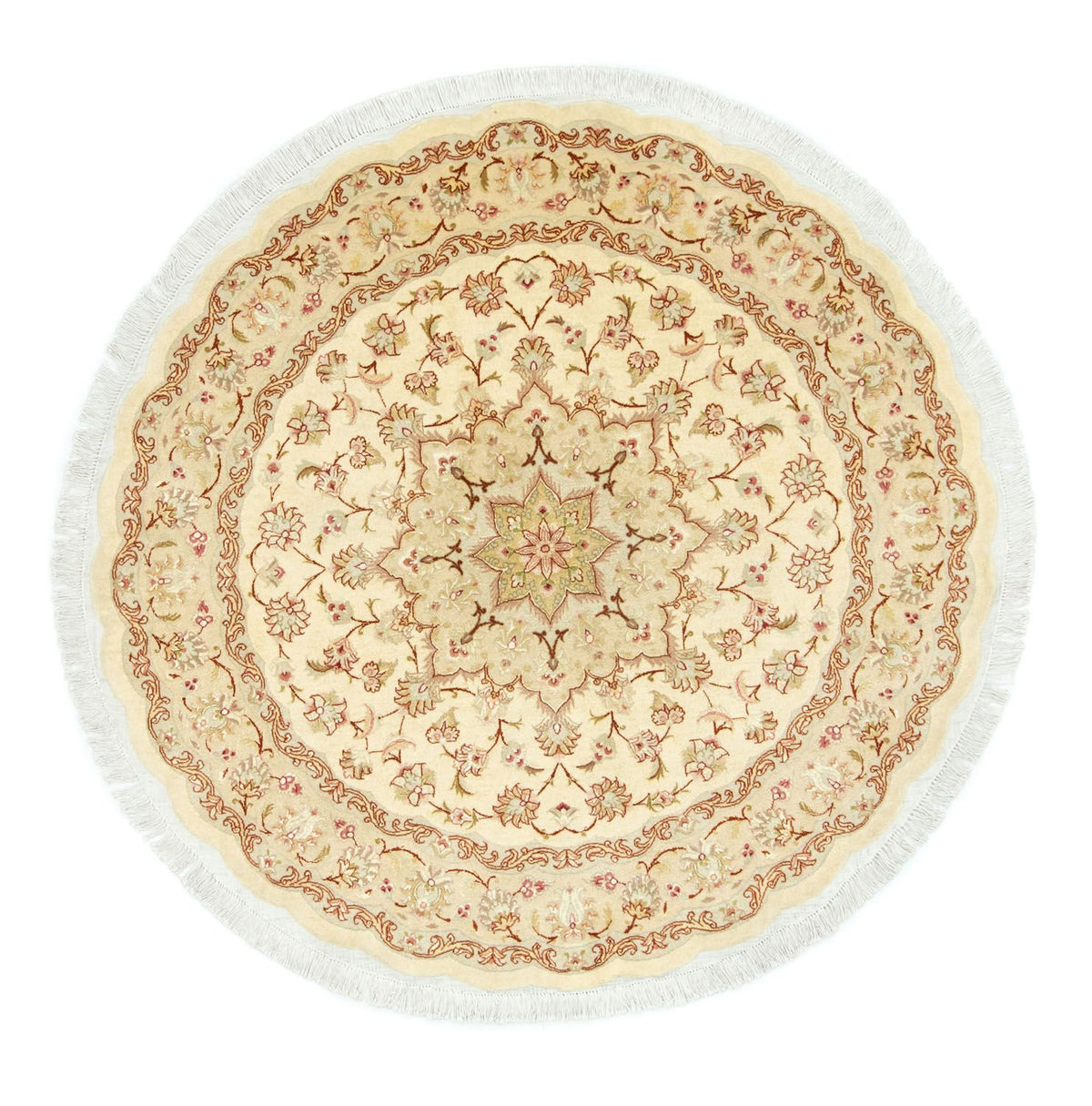 Tapis persan - Tabriz - Premium ronde - 148 x 148 cm - beige