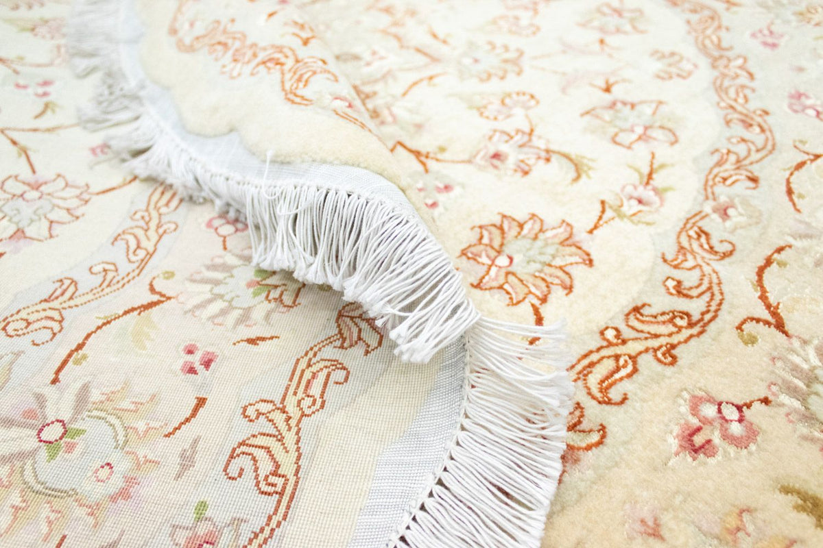 Tapis persan - Tabriz - Premium ronde - 148 x 148 cm - beige