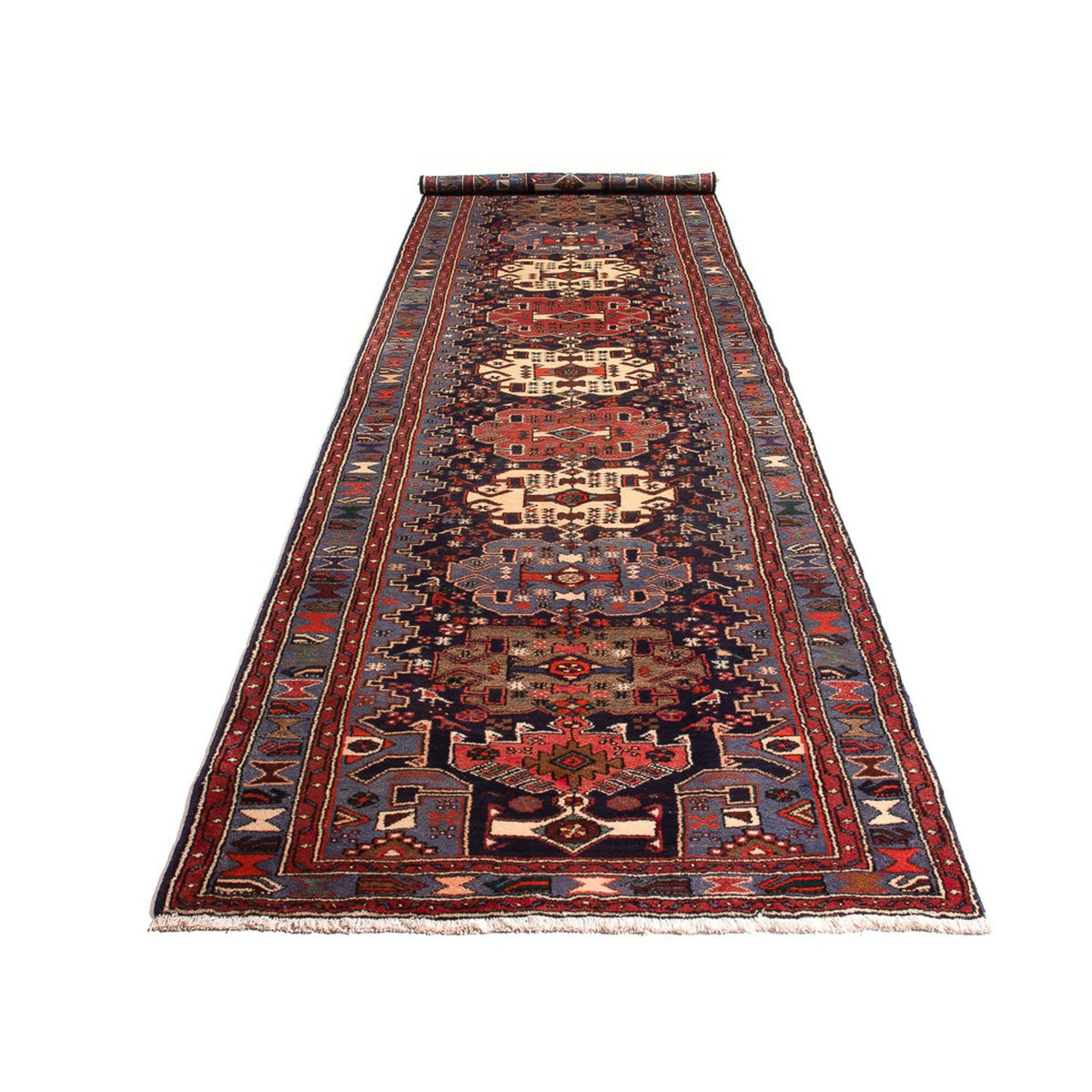 Tapis de couloir Tapis persan - Nomadic - 390 x 103 cm - bleu foncé