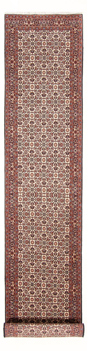 Tapis de couloir Tapis persan - Bidjar - 397 x 85 cm - crème