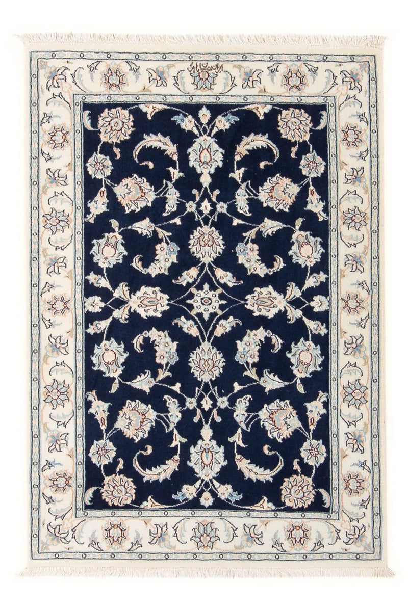 Tapis persan - Nain - Premium - 118 x 78 cm - bleu foncé