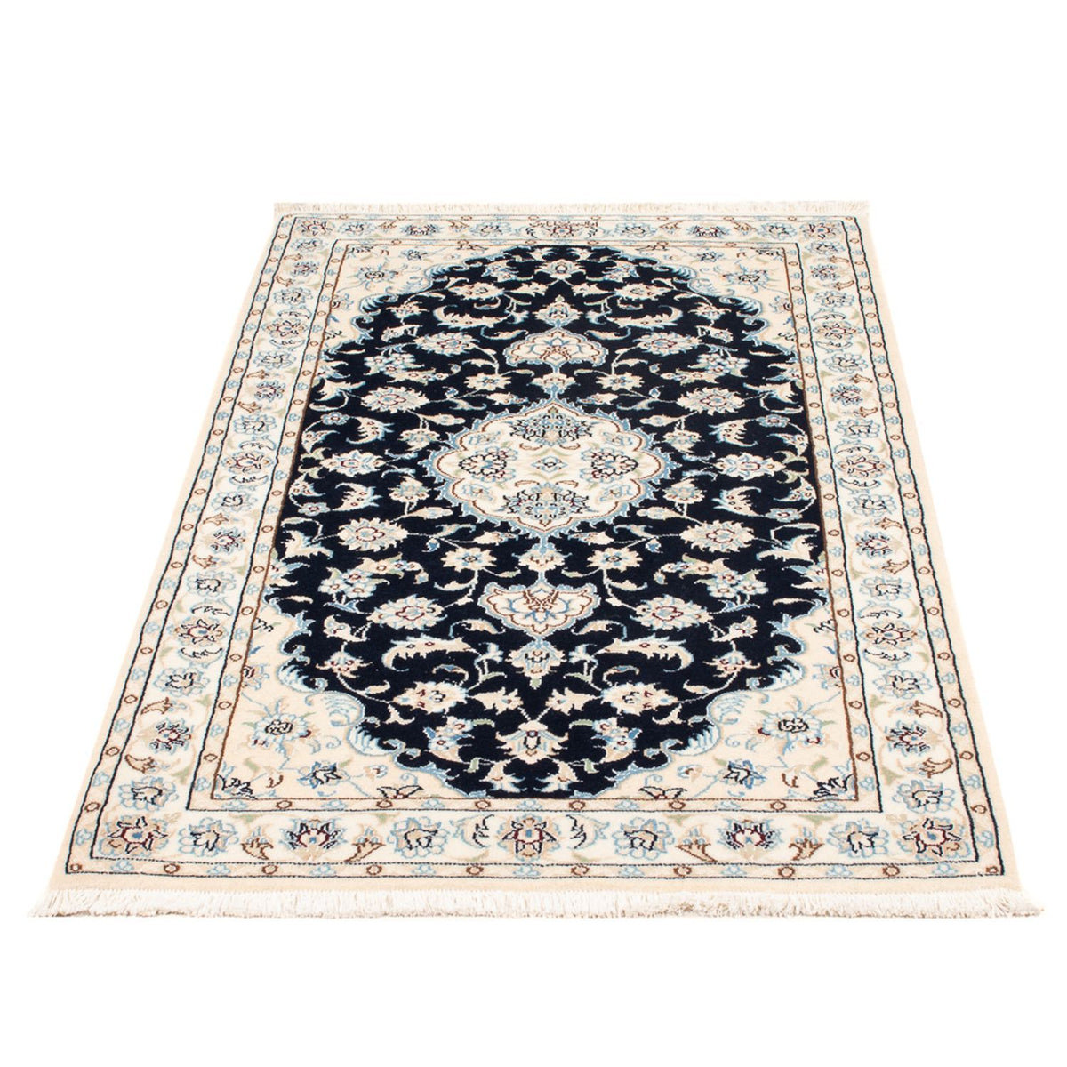 Tapis persan - Nain - Premium - 138 x 82 cm - bleu foncé
