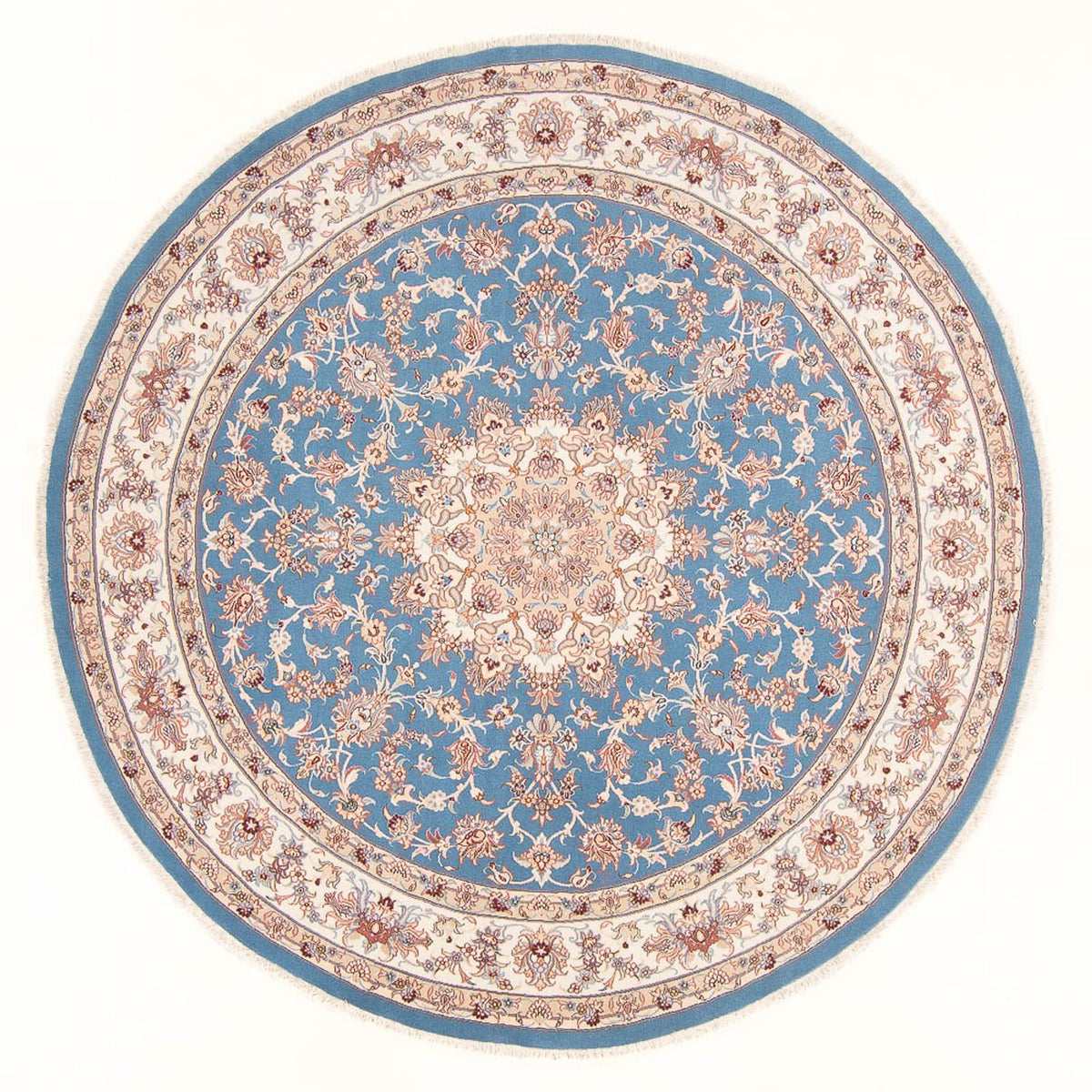 Tapis persan - Tabriz - Royal ronde  - 200 x 200 cm - bleu clair