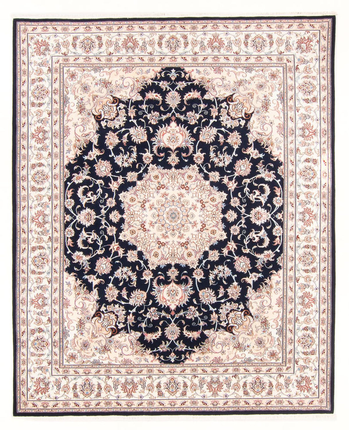 Tapis persan - Tabriz - Royal - 250 x 198 cm - bleu foncé