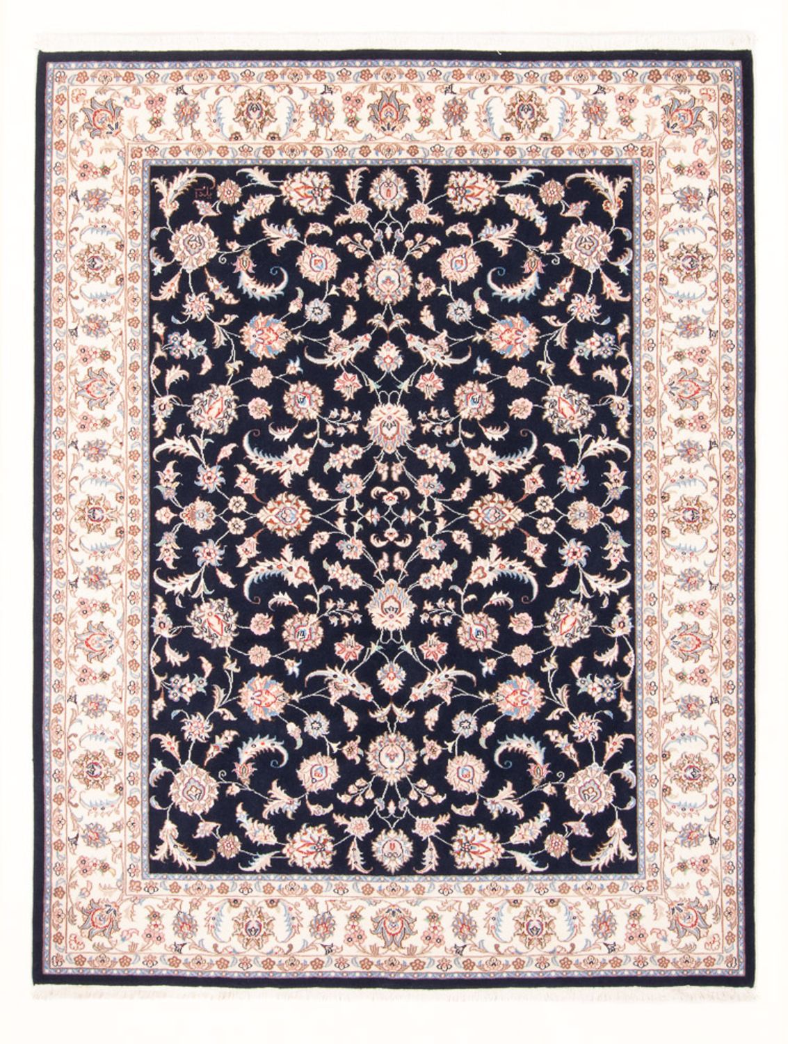 Tapis persan - Tabriz - Royal - 201 x 153 cm - bleu foncé